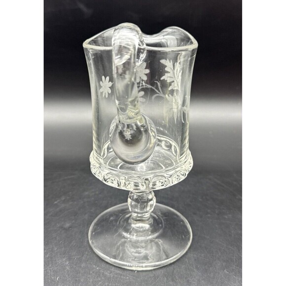 EAPG Ripley & Co Baby Thumbprint Dakota Fern & Flower Etched Footed Creamer 7” - Picture 3 of 11